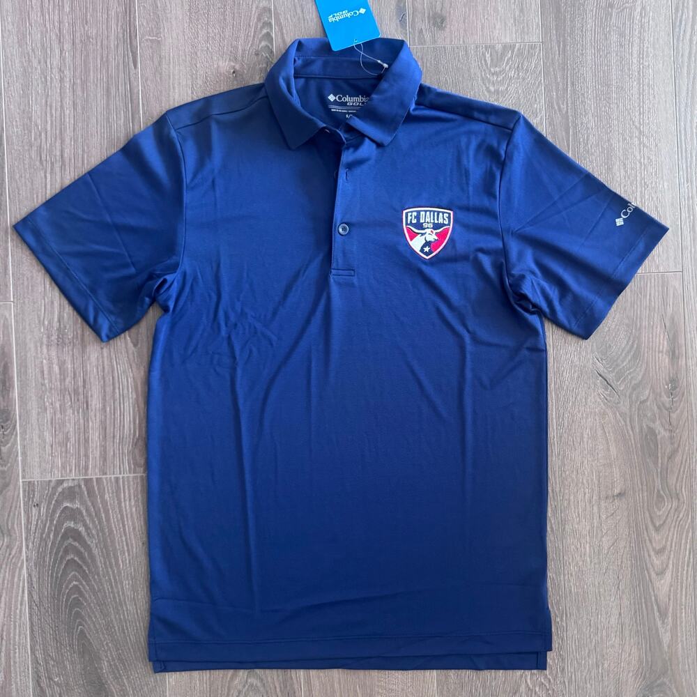 MLS FC Dallas Columbia Golf Polo Embroidered Patch Stretch Soccer Men Small